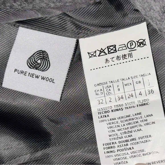 Max Mara Studio Agnese Virgin Wool FunnelNeck Grey Coat Sz 2 Designer Minimalist